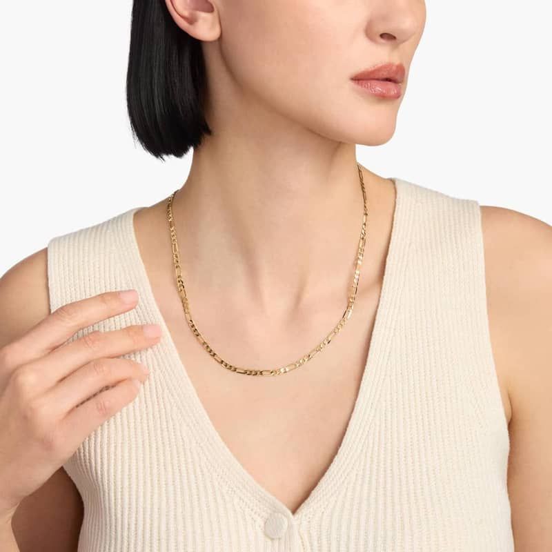 20" Flat Figaro Chain in 14k Yellow Gold (4 mm)