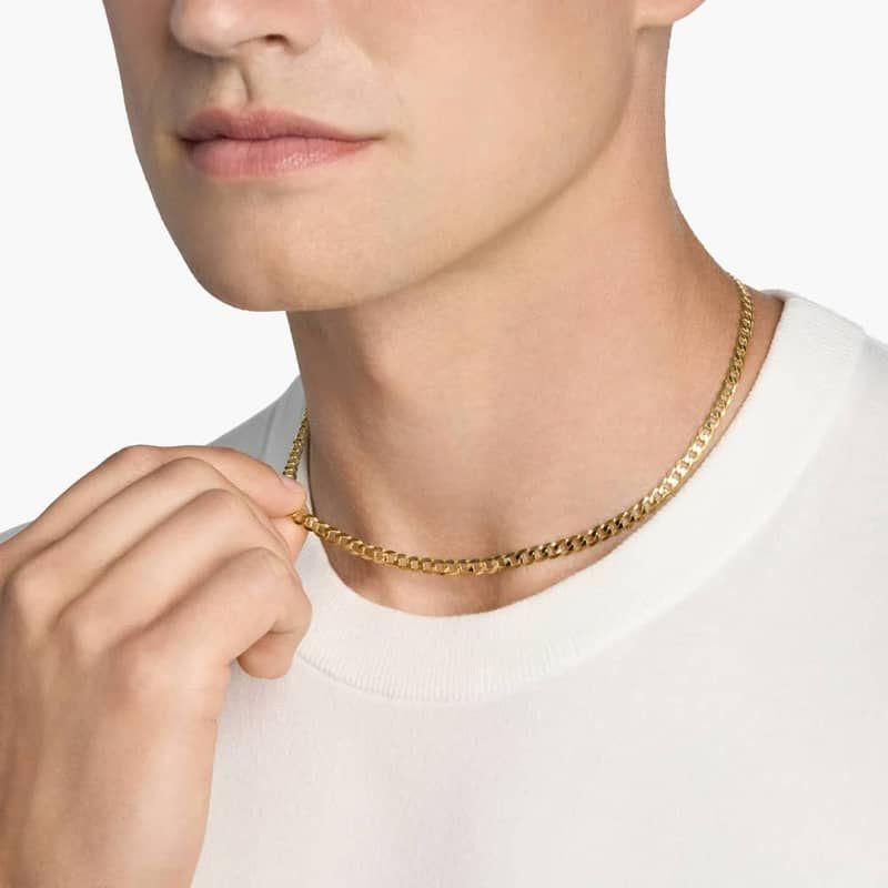 18" Flat Beveled Curb Chain in 14k Yellow Gold (4.75 mm)