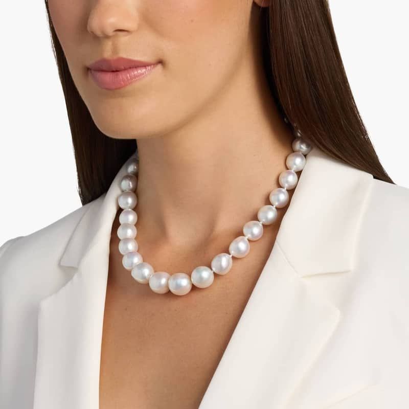 Extraordinary Collection: White South Sea Pearl Strand Necklace in 14k White Gold (13-16.2mm)