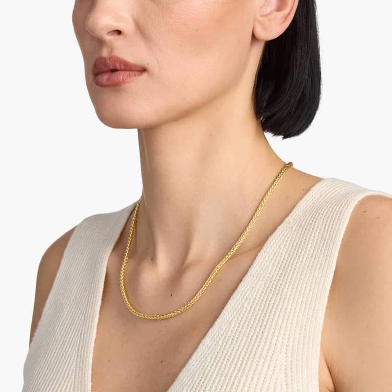 20" Wheat Chain Necklace in 14k Italian Yellow Gold (3.1 mm)