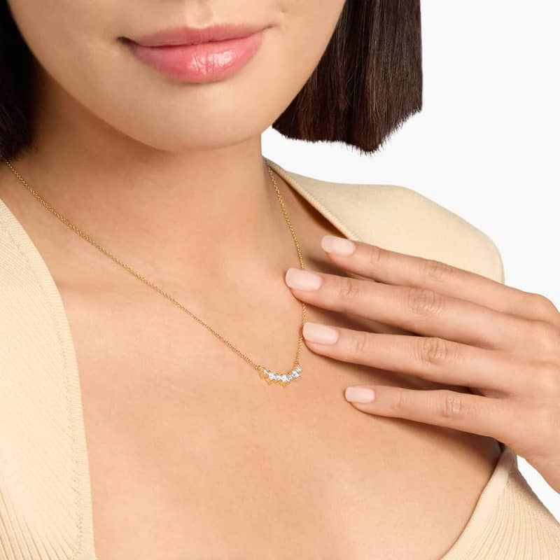 Alternating Diamond Curved Bar Necklace in 14k Yellow Gold (1 ct. tw.)