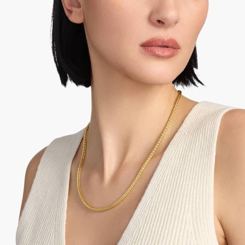 20" Wheat Chain Necklace in 14k Yellow Gold (3.5 mm)