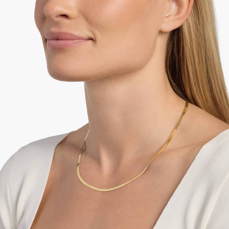 18" Herringbone Chain in 14k Italian Yellow Gold (3 mm)