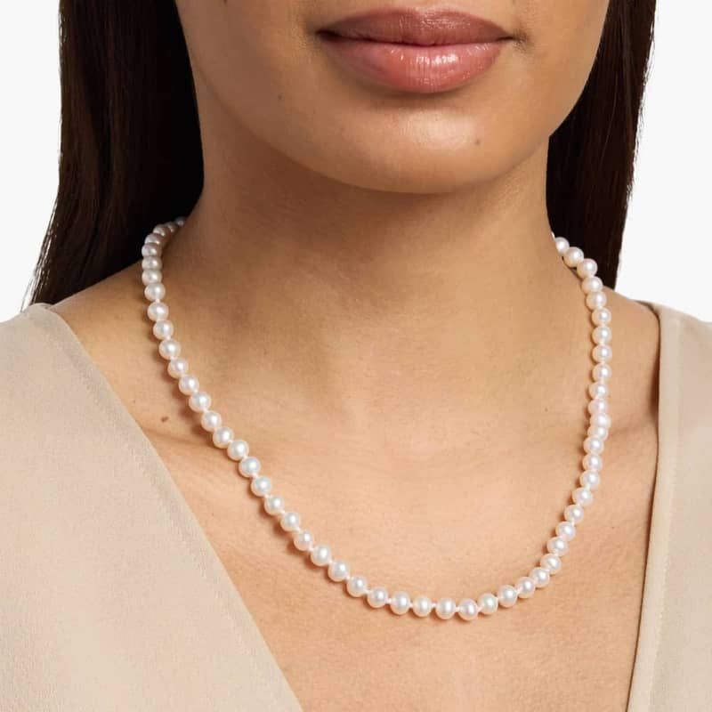 20" Freshwater Cultured Pearl Strand Necklace in14k White Gold (6-6.5mm)