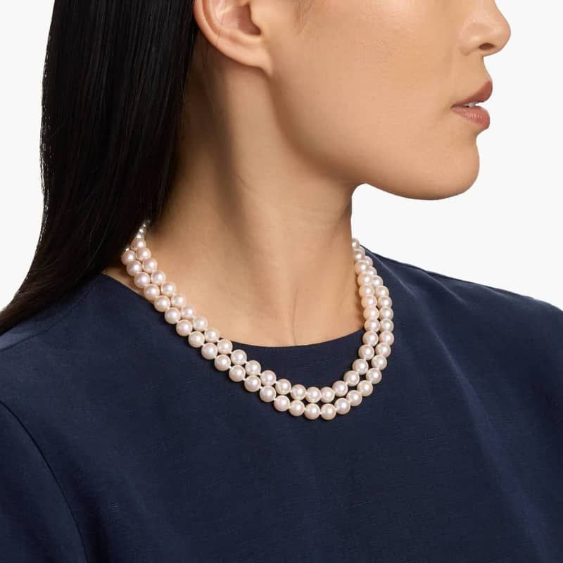 36" Classic Akoya Cultured Pearl Strand Necklace in 18k White Gold (8.0-8.5mm)
