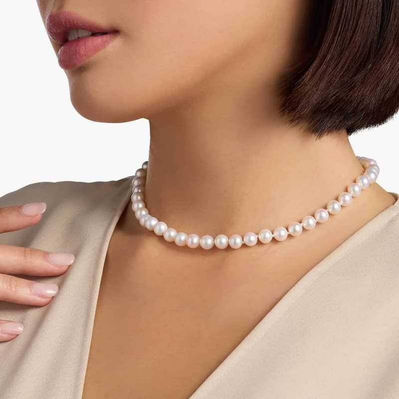 16" Freshwater Cultured Pearl Strand Necklace in 14k Yellow Gold (7.0-7.5mm)
