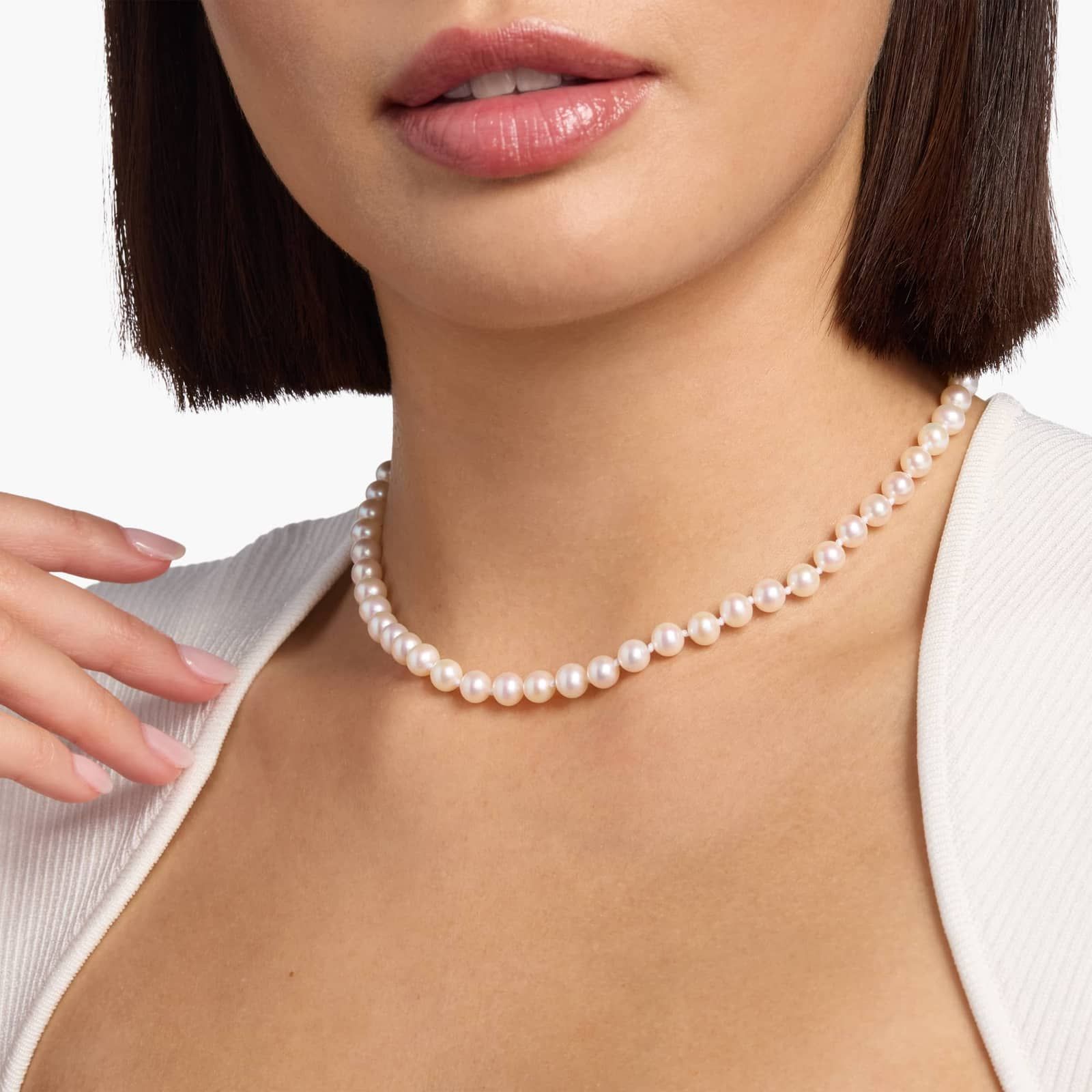 16" Freshwater Cultured Pearl Strand with 14k Yellow Gold (6-6.5mm)