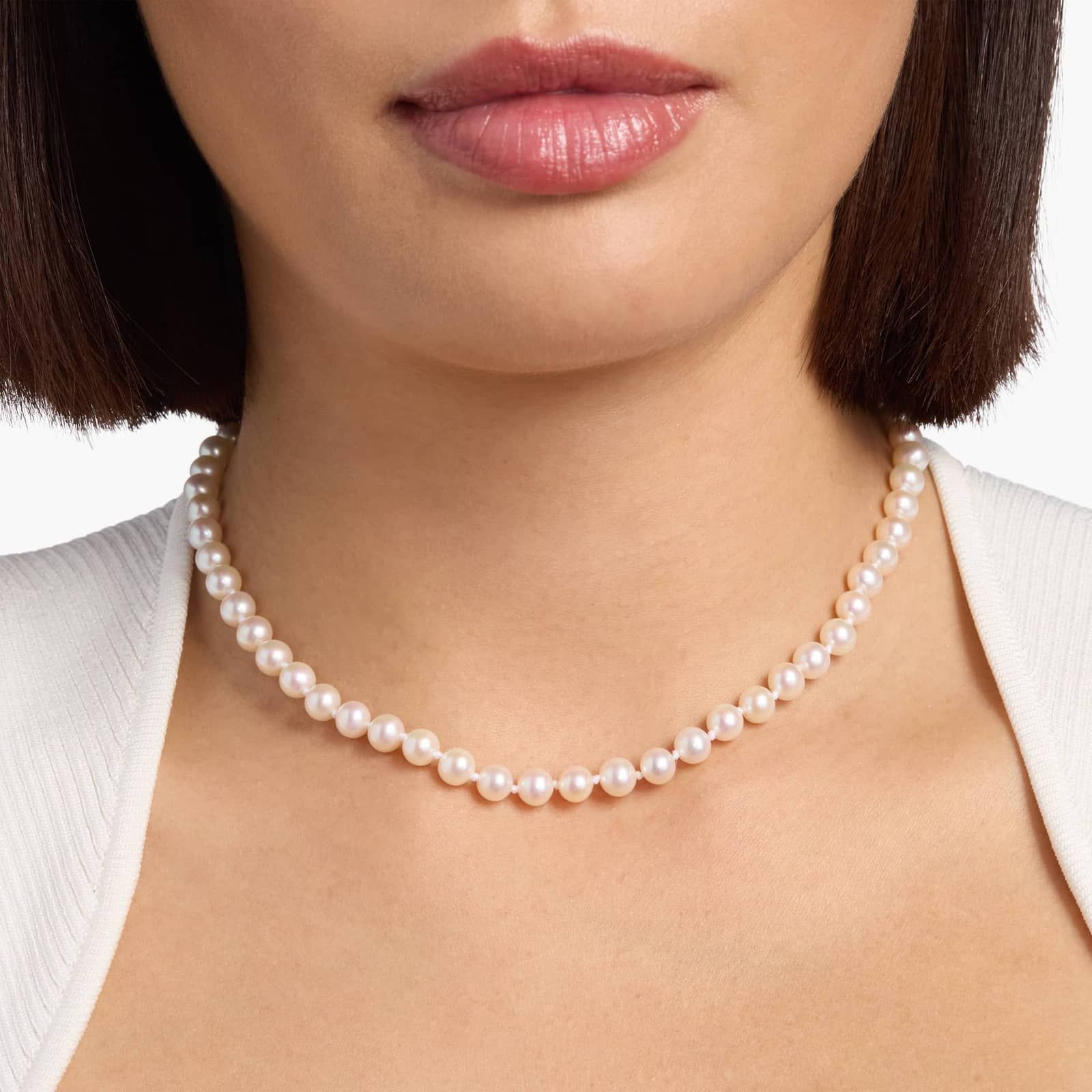 16" Freshwater Cultured Pearl Strand with 14k Yellow Gold (6-6.5mm)