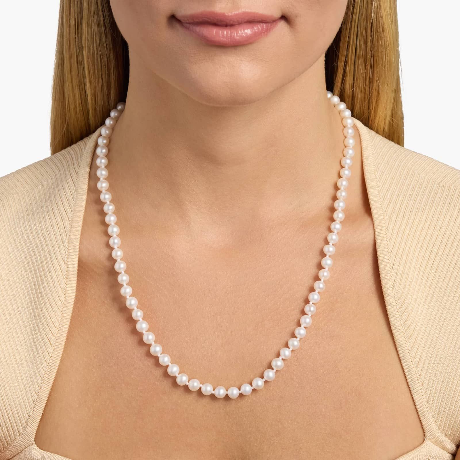 20" Freshwater Cultured Pearl Strand with 14k Yellow Gold (6-6.5mm)