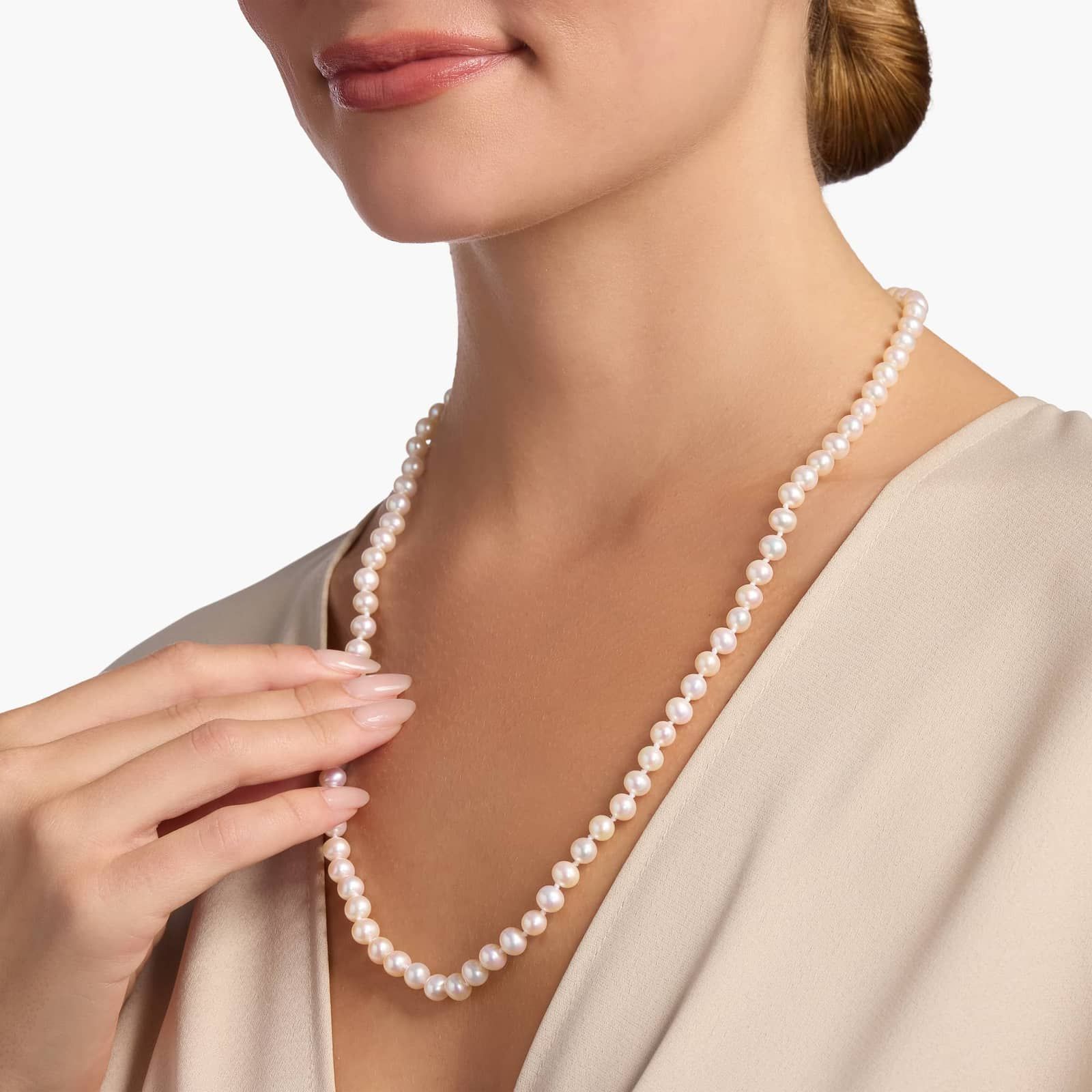 24" Freshwater Cultured Pearl Strand with 14k Yellow Gold (6-6.5mm)