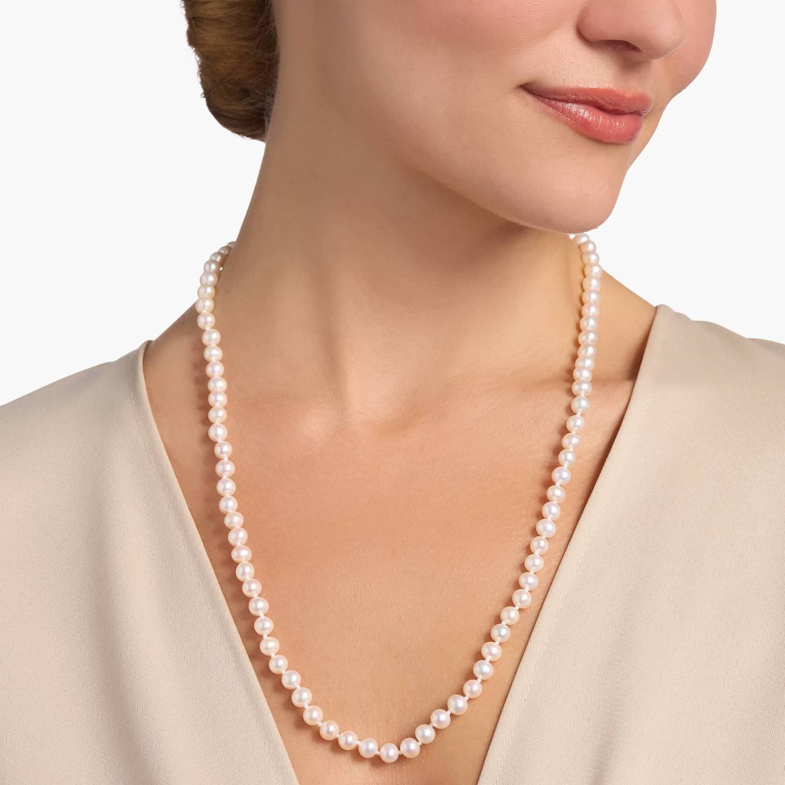 24" Freshwater Cultured Pearl Strand with 14k Yellow Gold (6-6.5mm)