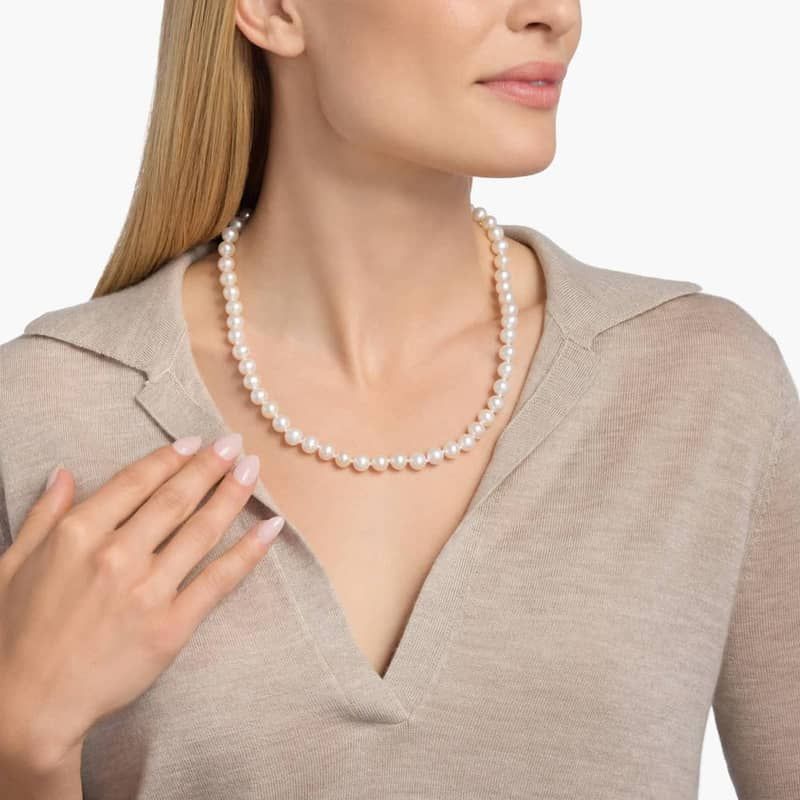 20" Freshwater Cultured Pearl Strand Necklace in 14k Yellow Gold (8.0-8.5mm)