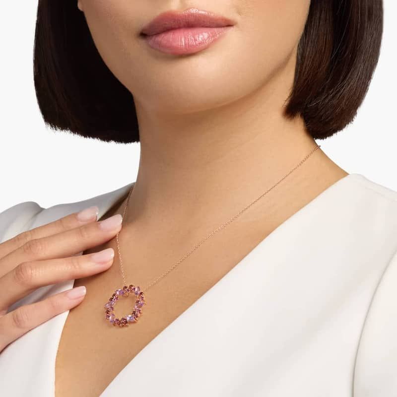 Rhodolite and Amethyst Wreath-Shaped Pendant in 14k Rose Gold