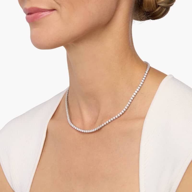 GIA Jewelry Report Straight Diamond Tennis Necklace in Platinum (10 Ct. tw. -  F/ VS2)