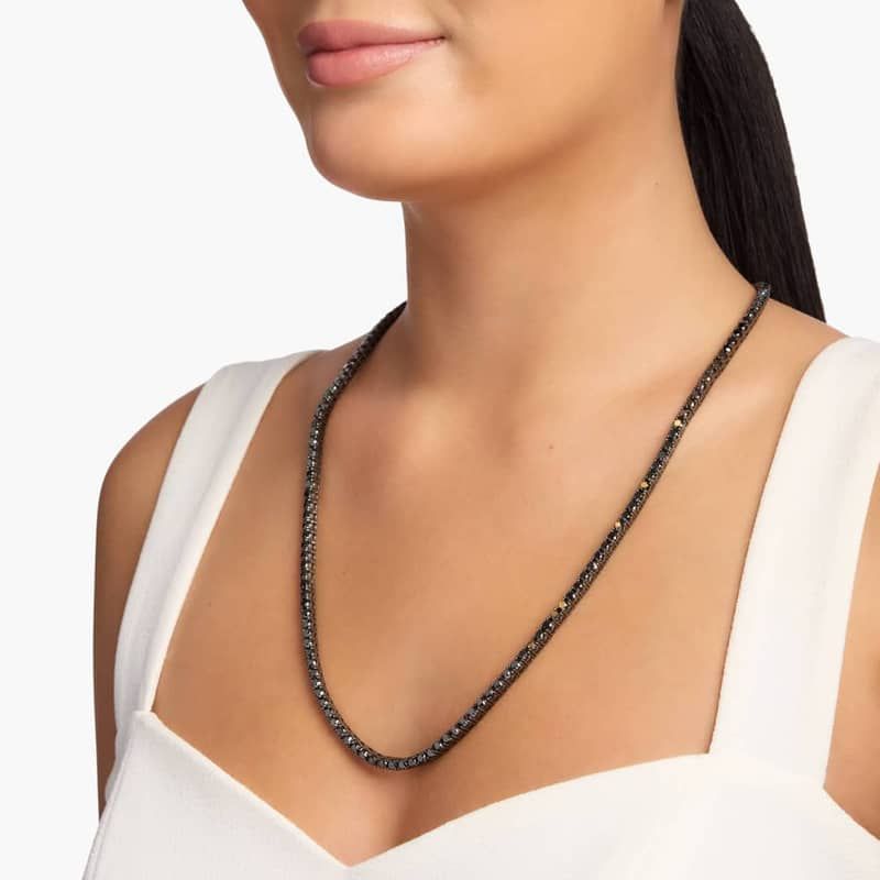 Black Diamond Eternity Necklace in Black Rhodium-Plated 14K White Gold (30 Ct. Tw.)