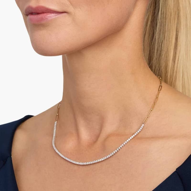 Two-Toned Diamond Paperclip Necklace in 14K Yellow Gold (2 3/4 Ct. Tw.)