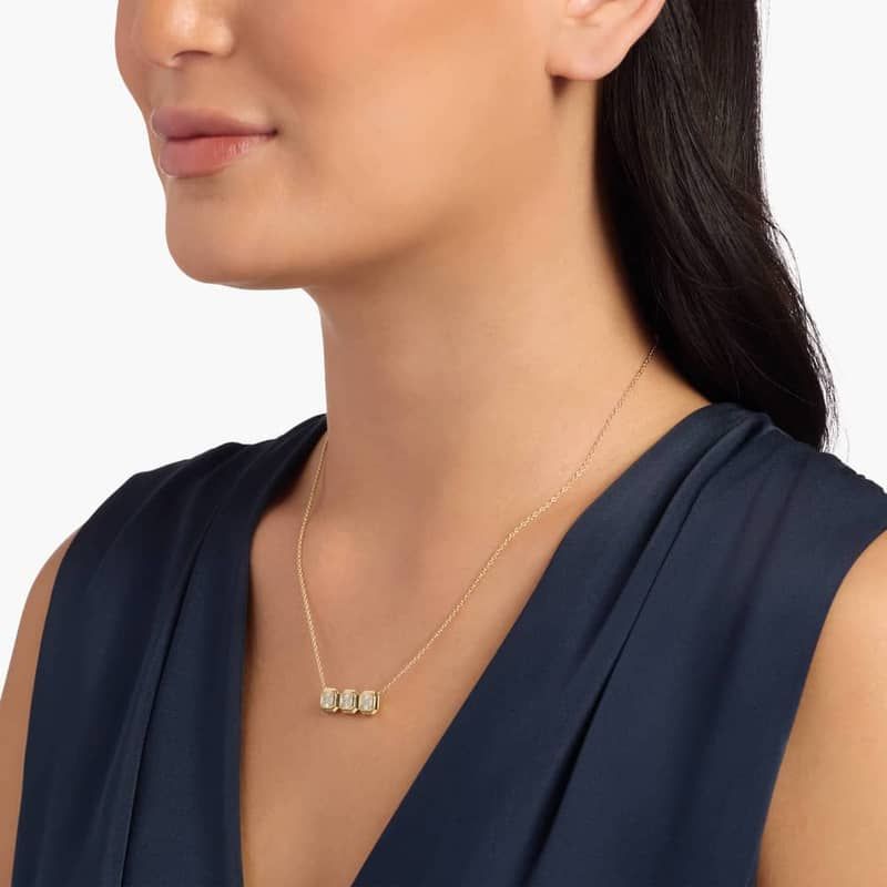 Three Octagon Horizontal Diamond Composite Necklace in 14K Yellow Gold (1/3 Ct. Tw.)