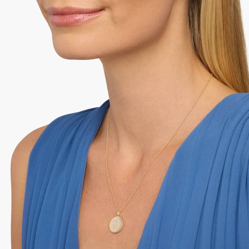 Pavé Diamond  Letter D Initial Pendant in 14K Yellow Gold