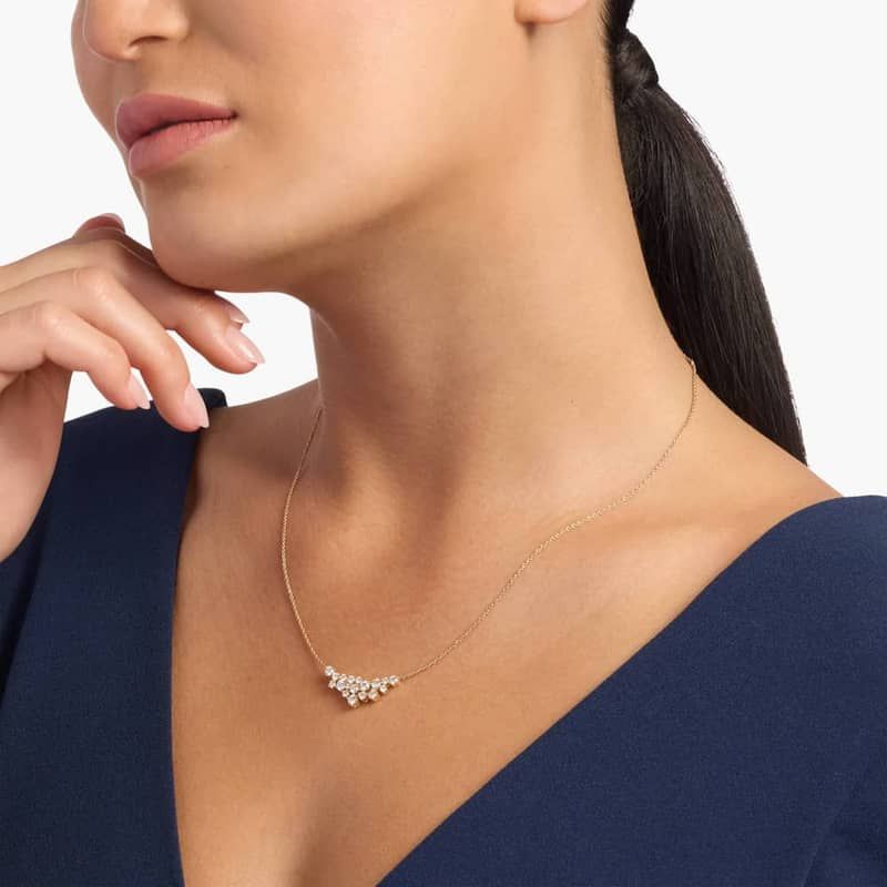 Diamond Cluster Necklace In 14k Yellow Gold (1 Ct. Tw.)
