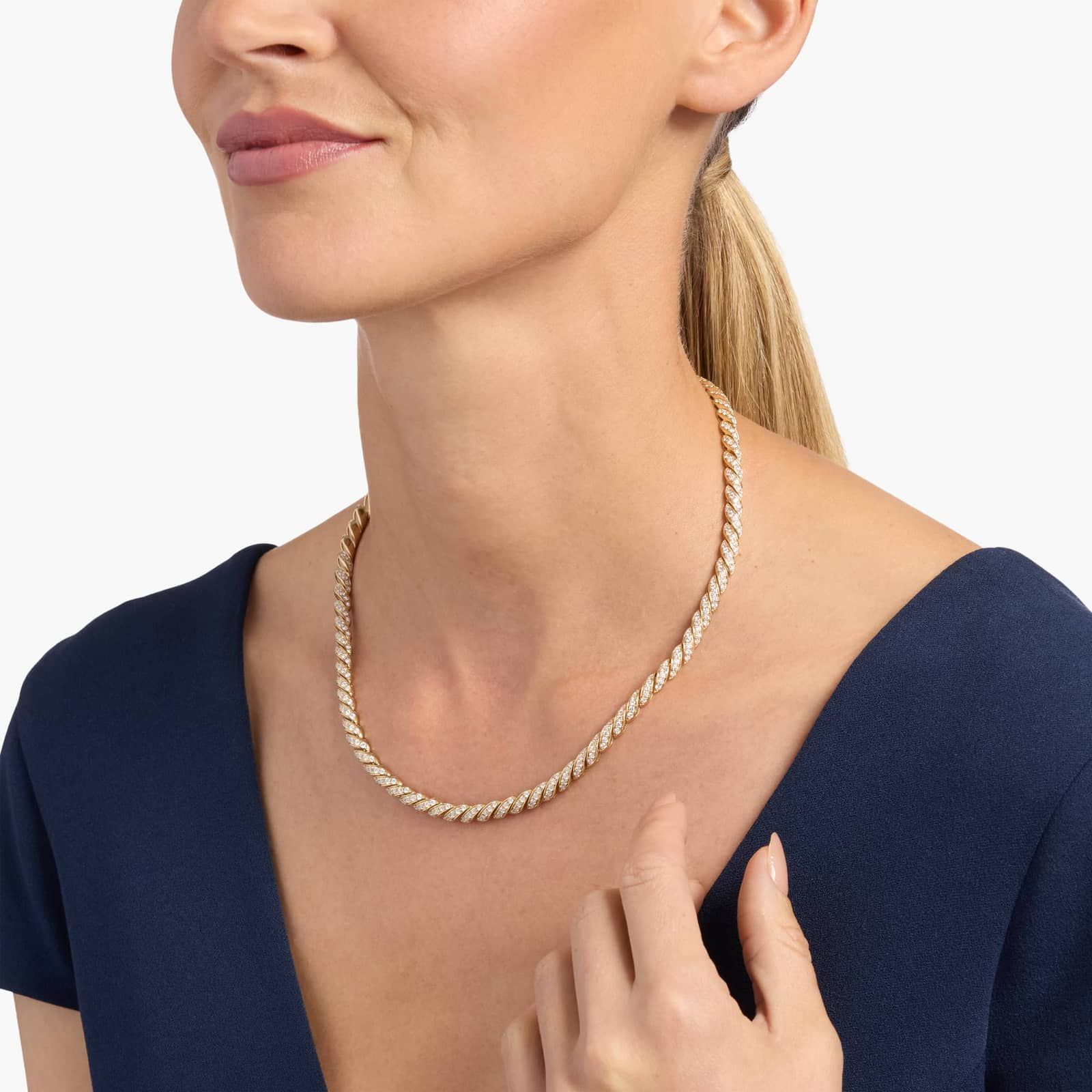 Diamond Slinky Fashion Eternity Necklace in 14k White Gold (5 Ct. Tw.)