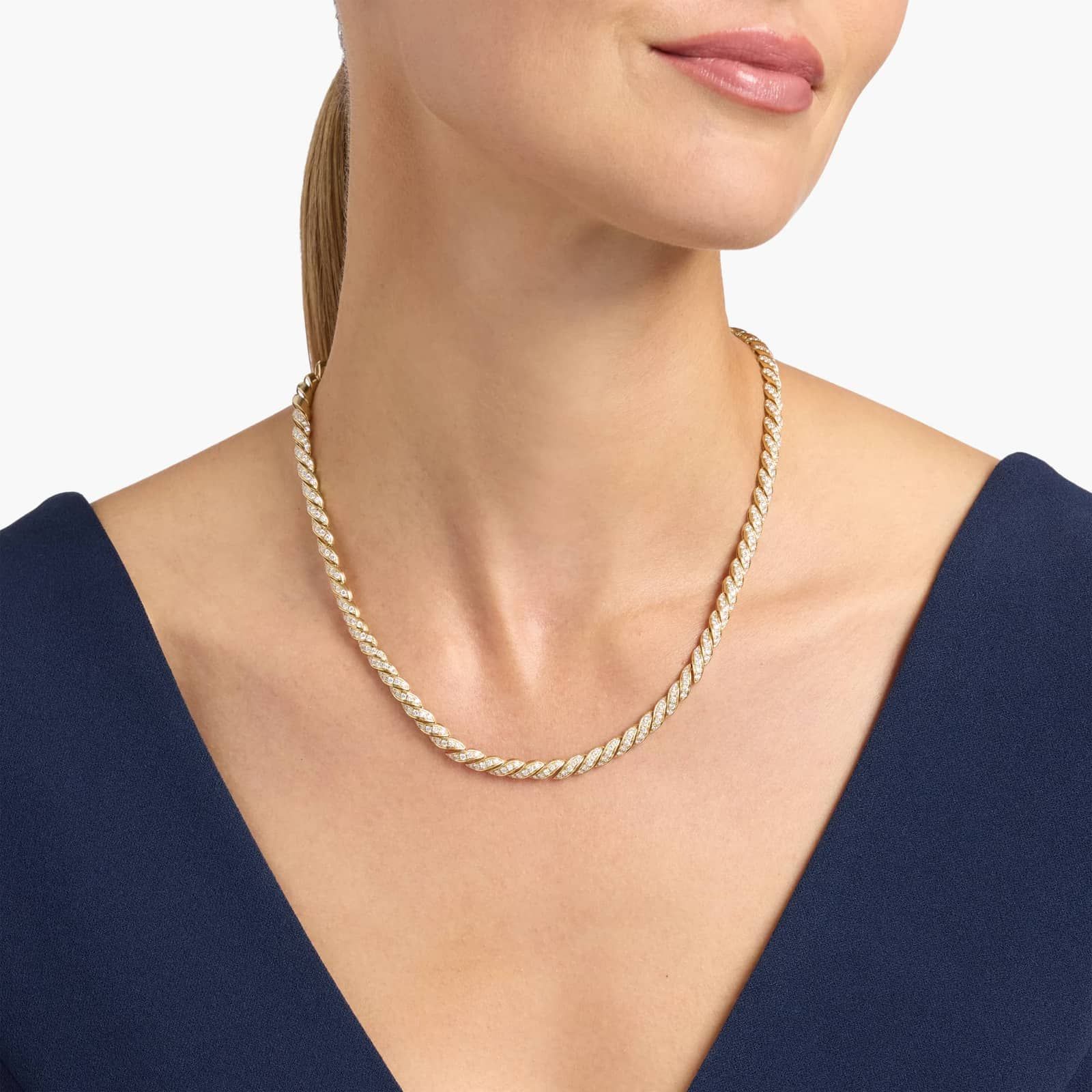 Diamond Slinky Fashion Eternity Necklace in 14k White Gold (5 Ct. Tw.)