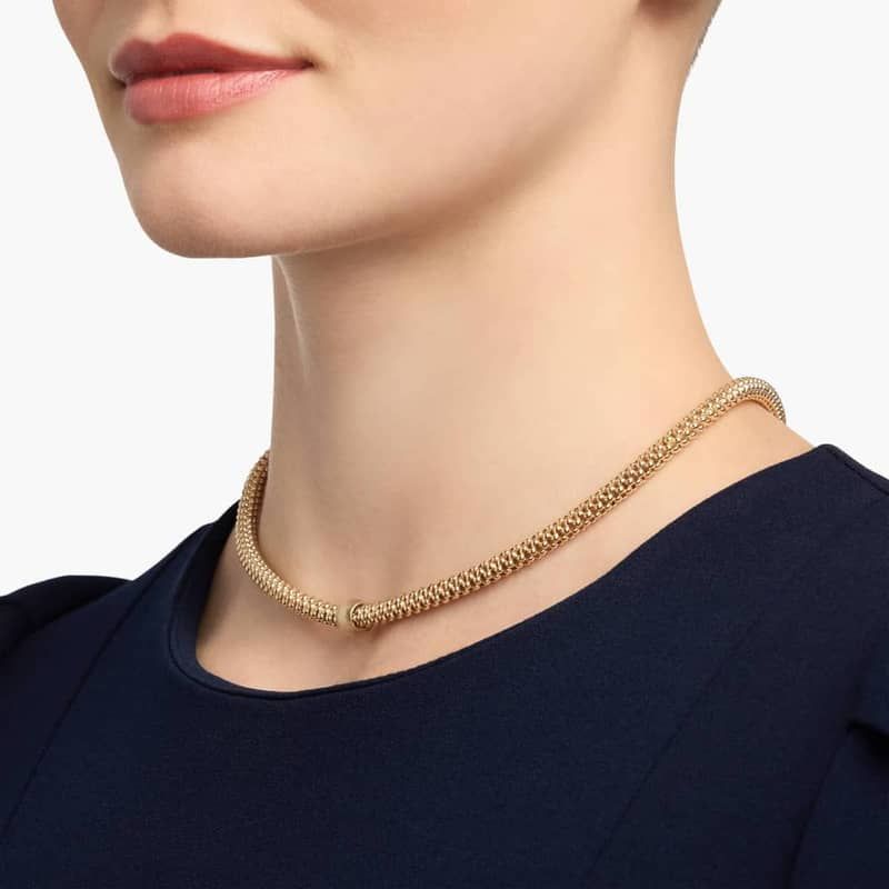 18" Popcorn Chain Textured Bead Necklace in 14K Yellow Gold