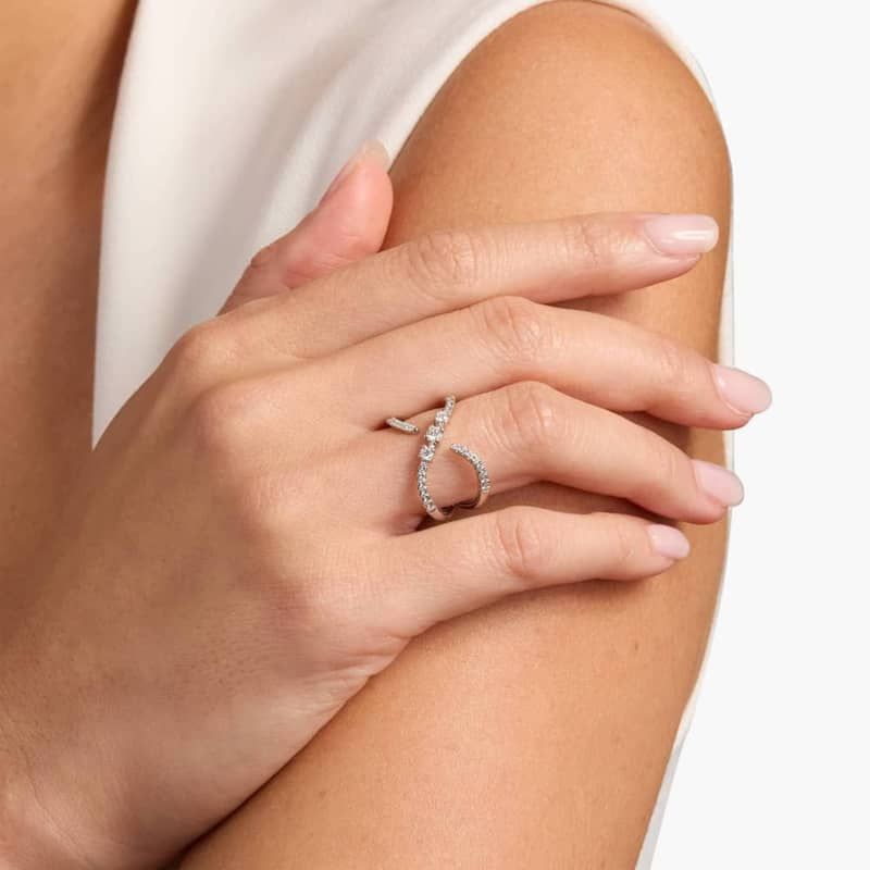 Open Crossover Diamond Fashion Ring in 14k White Gold (3/8 ct. tw.)
