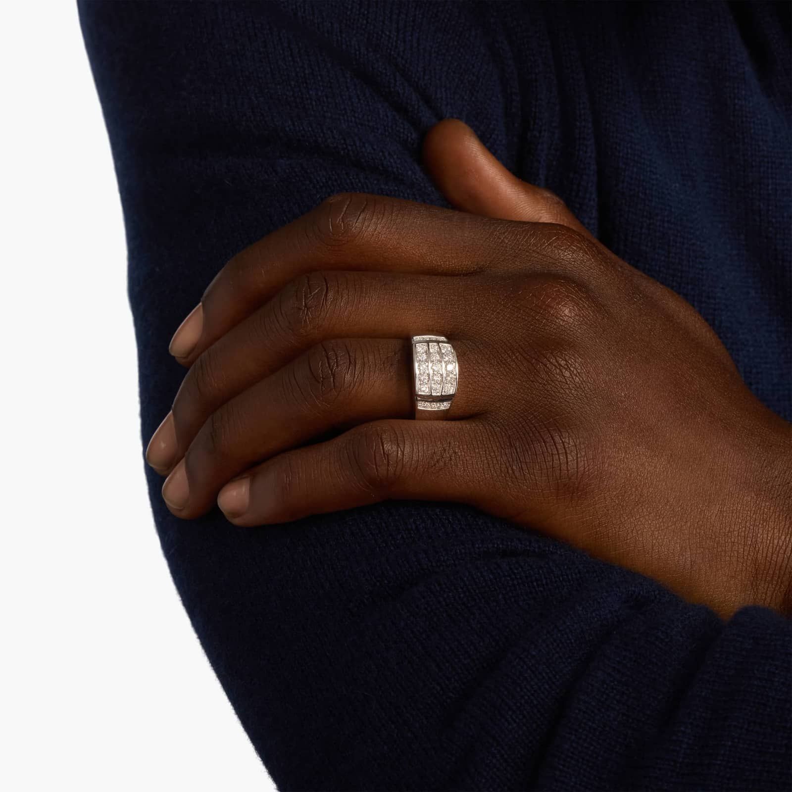 Men's Triple Row Diamond Ring in 14k White Gold (3/4 ct. tw.)