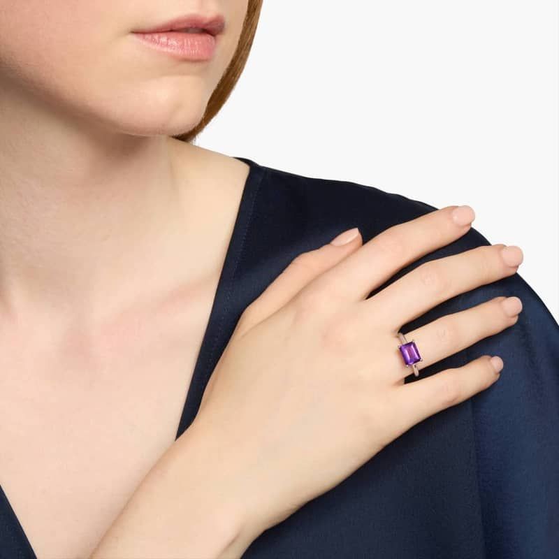 Amethyst East West Ring in 14k White Gold (9x7mm)