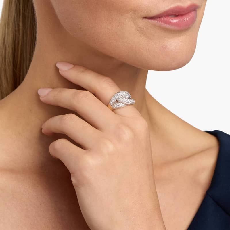 Two-Toned Diamond Knot Cluster Ring in 14K Yellow Gold