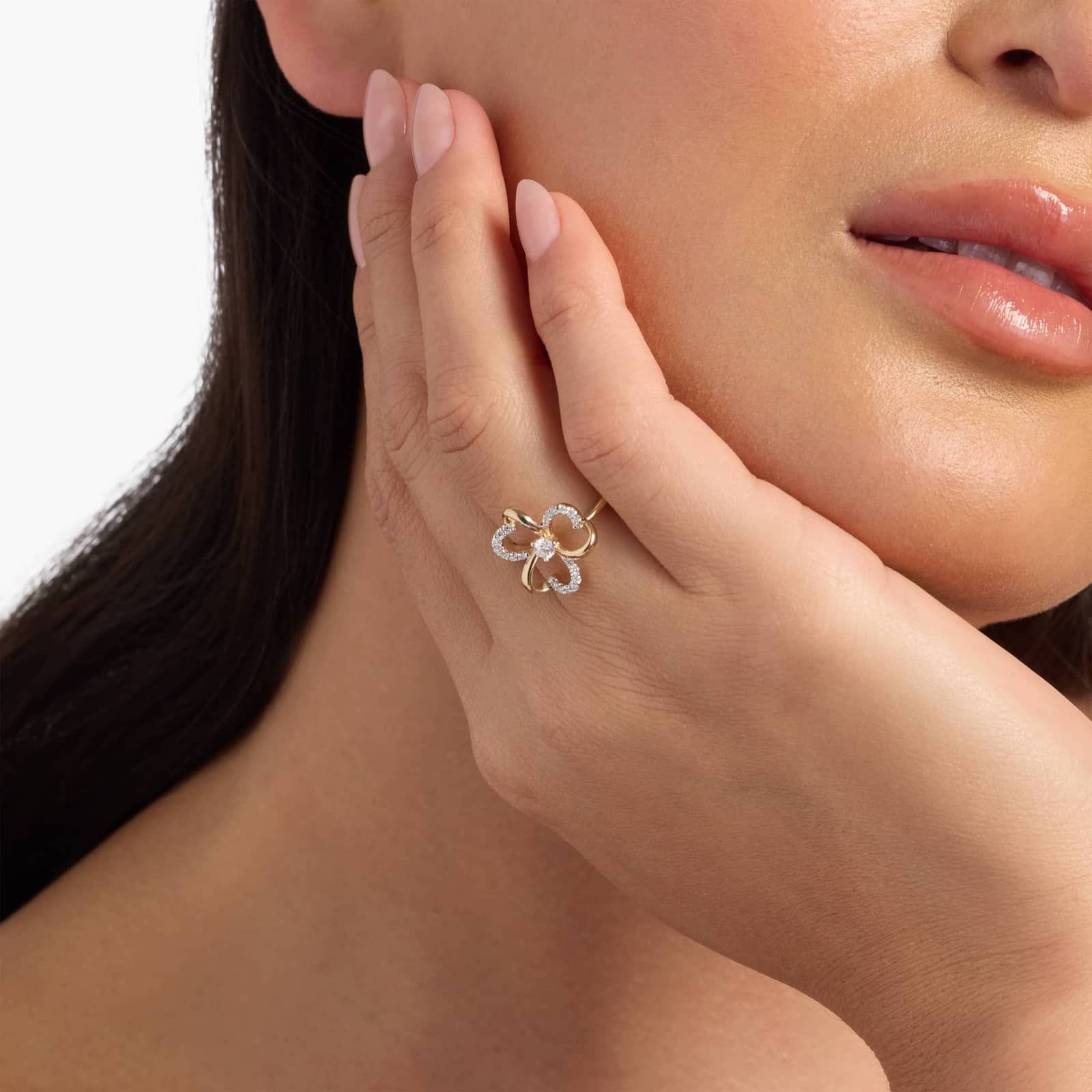 Heart Petal Diamond Ring in 14K Yellow Gold (1/4 Ct. Tw.)