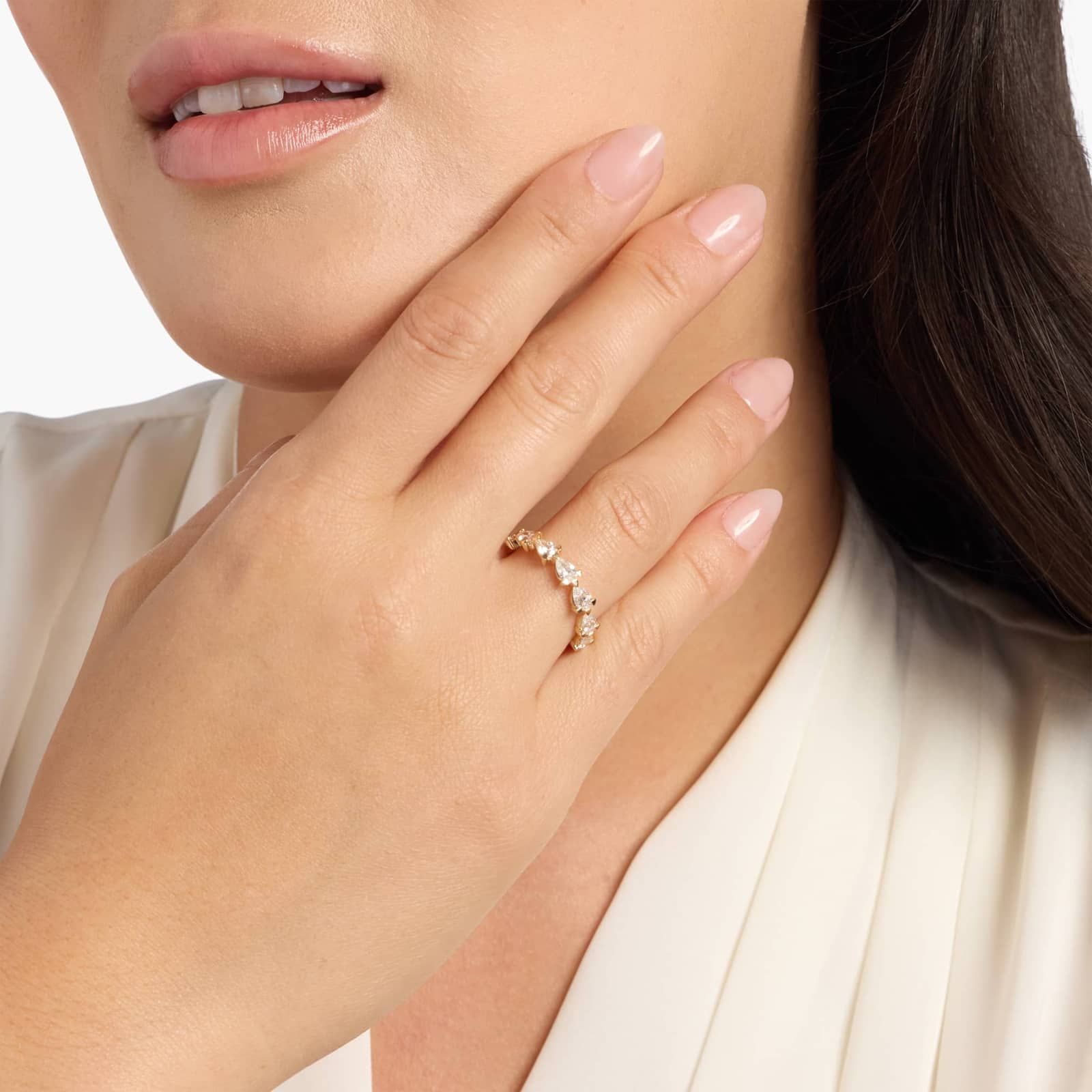 East-West Pear-Shaped Diamond Seven Stone Ring in 14k White Gold (1 Ct. Tw.)