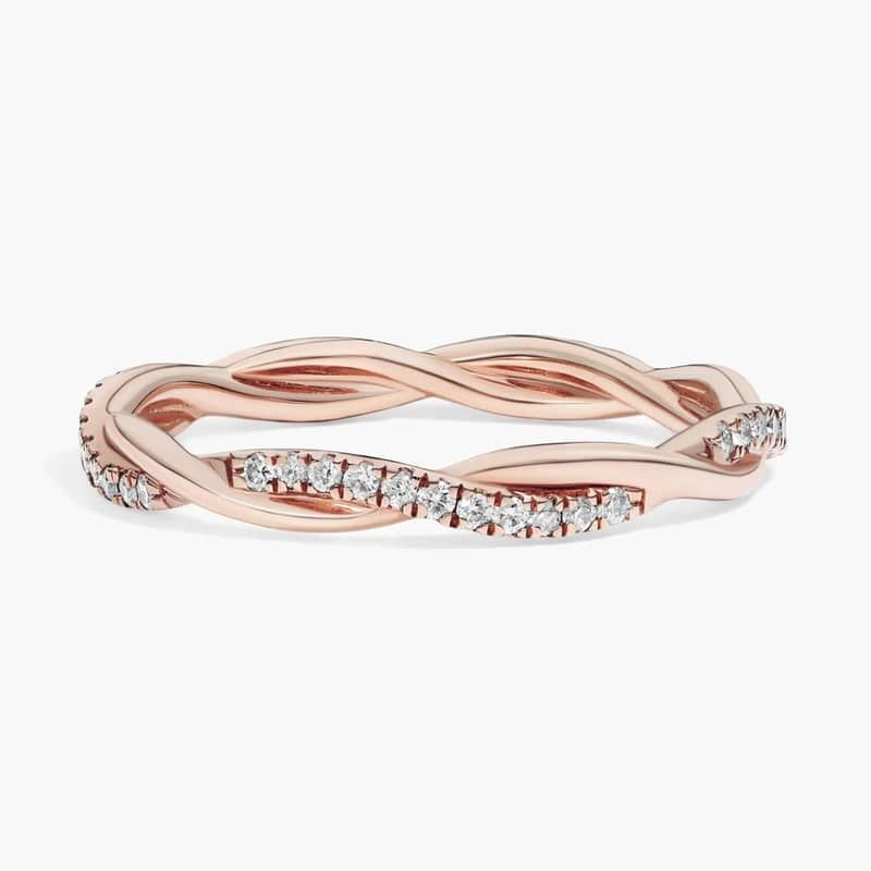 Petite Twist Diamond Eternity Ring in 14k Rose Gold (1/5 ct. tw.)