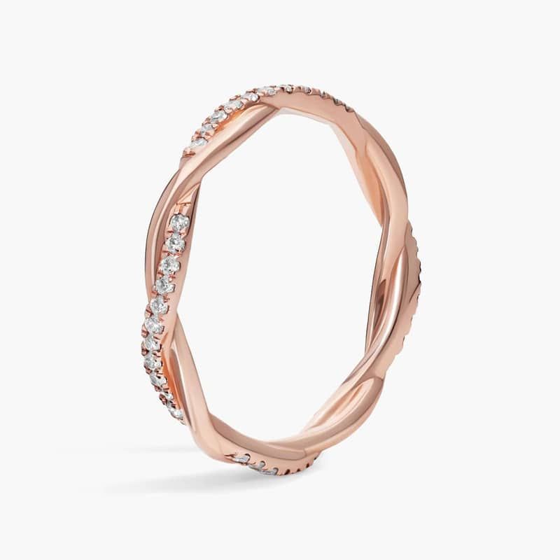 Petite Twist Diamond Eternity Ring in 14k Rose Gold (1/5 ct. tw.)