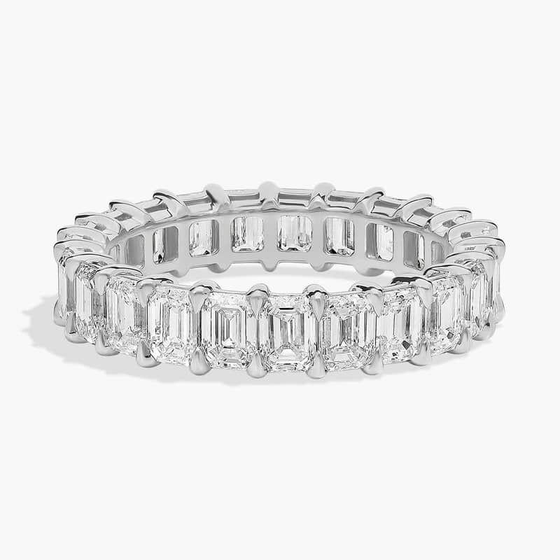 Emerald Cut Diamond Eternity Ring In 14K White Gold (3 Ct. tw. - H-I / SI1-SI2)