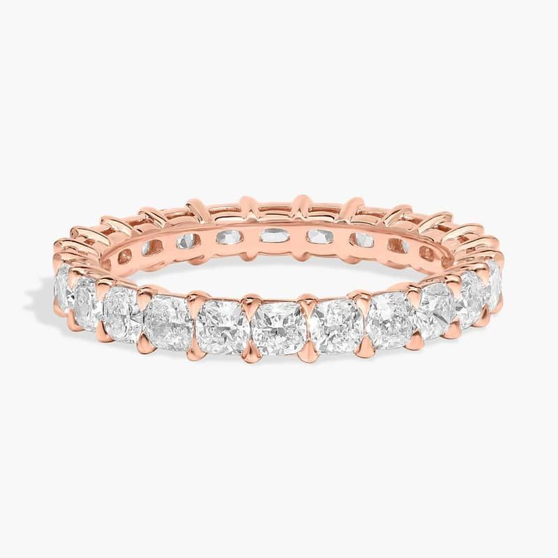 Cushion Cut Eternity Ring In 14K Rose Gold (2 Ct. tw. - H-I / SI1-SI2)