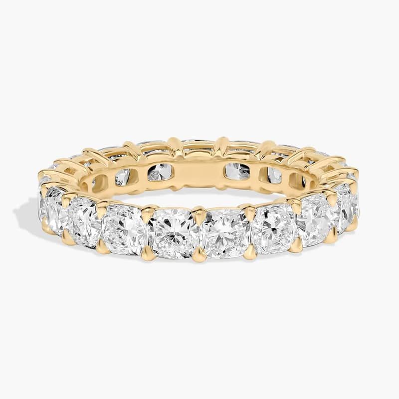 Cushion Cut Eternity Ring In 14K Yellow Gold (4 Ct. tw. - H-I / SI1-SI2)