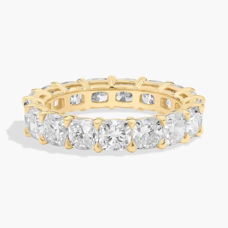 Cushion Cut Lab-Grown Diamond  Eternity Ring In 14K Yellow Gold (5 Ct. tw. - F-G / VS2-SI1)
