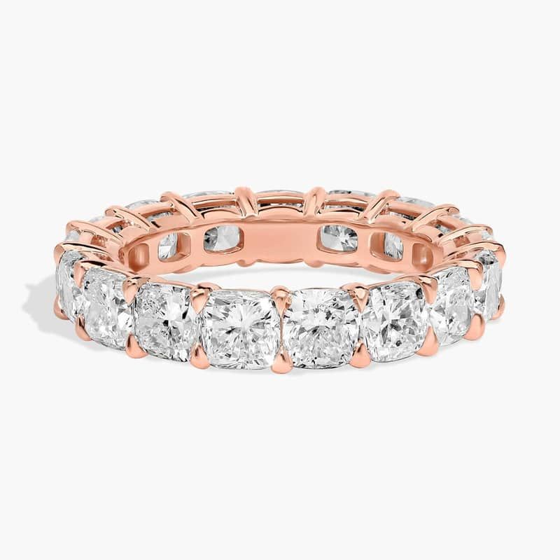 Cushion Cut Lab-Grown Diamond  Eternity Ring In 14K Rose Gold (6 Ct. tw. - F-G / VS2-SI1)