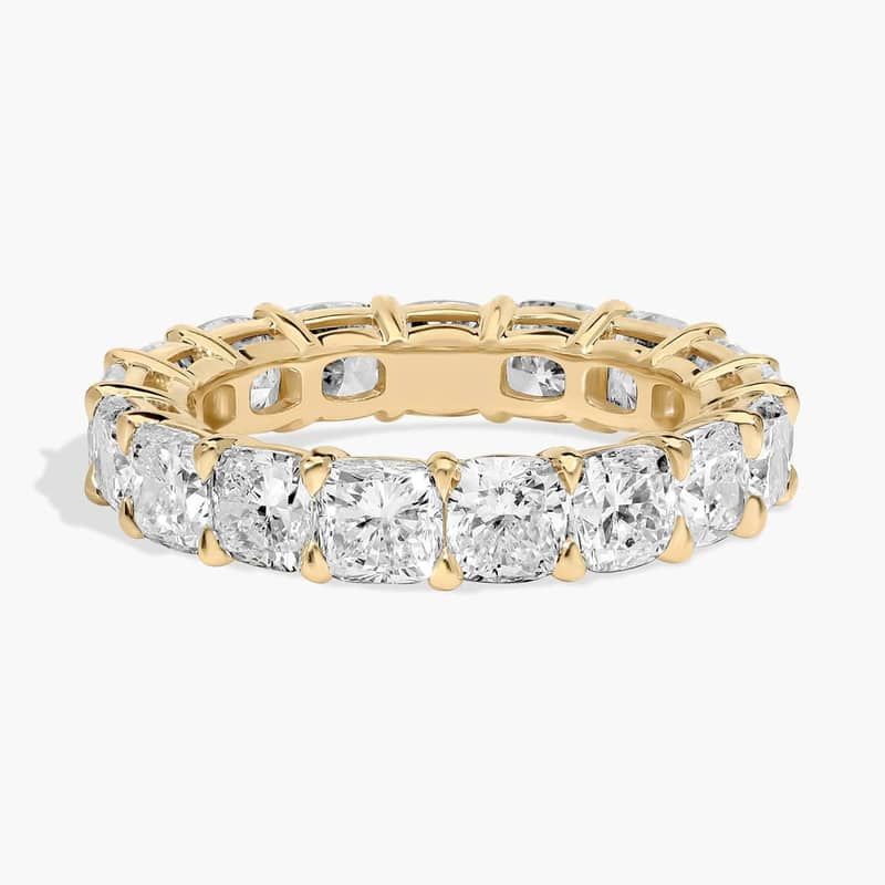Cushion Cut Eternity Ring In 14K Yellow Gold (6 Ct. tw. - H-I / SI1-SI2)