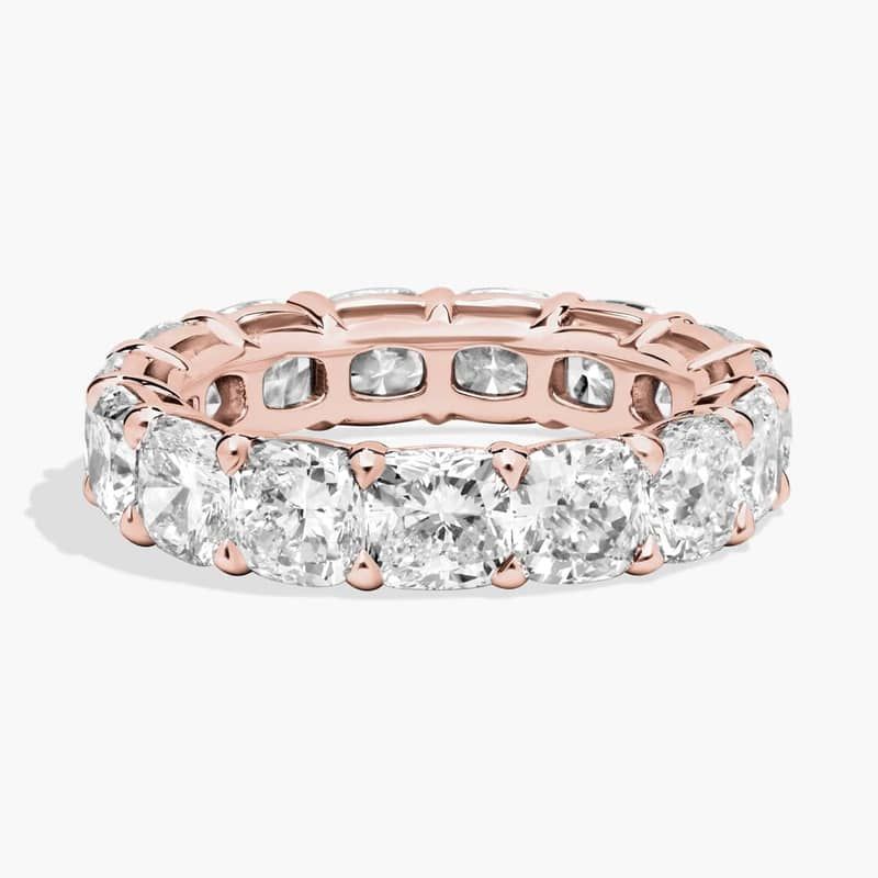 Cushion Cut Eternity Ring In 14K Rose Gold (8 Ct. tw. - H-I / SI1-SI2)