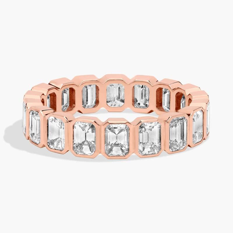 Bezel Emerald Diamond Eternity Ring in 14k Rose Gold (2 3/4 ct. tw.)