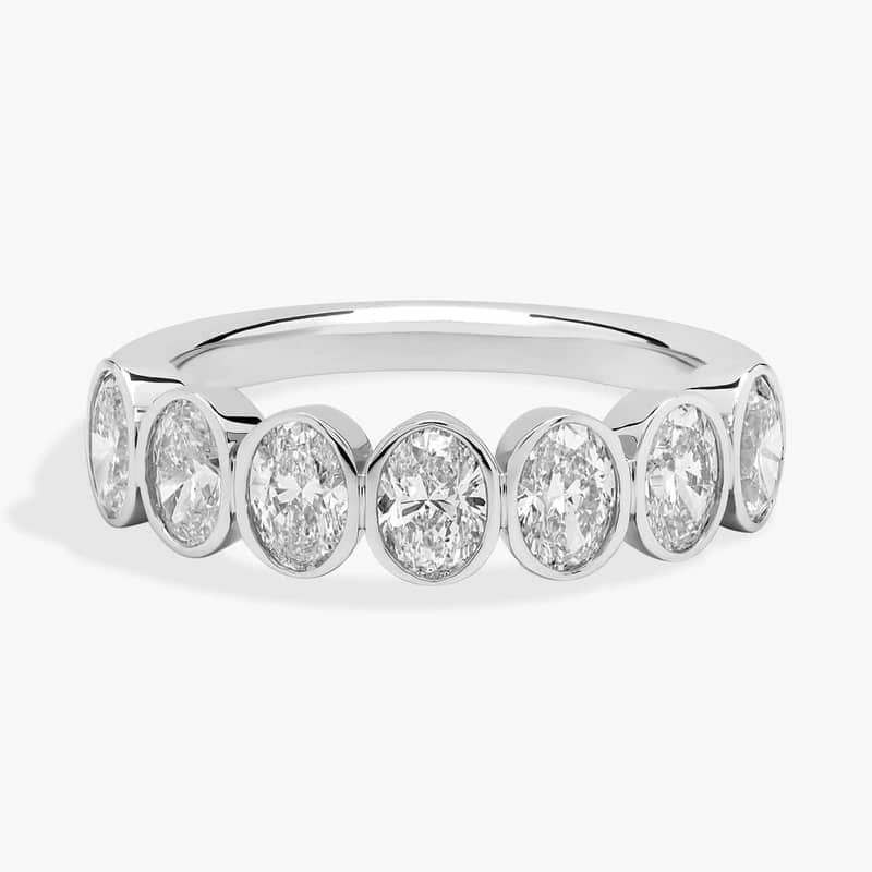 7 Stone Oval Bezel Diamond Anniversary Ring in 14k White Gold (1 3/4 ct. tw. tw)