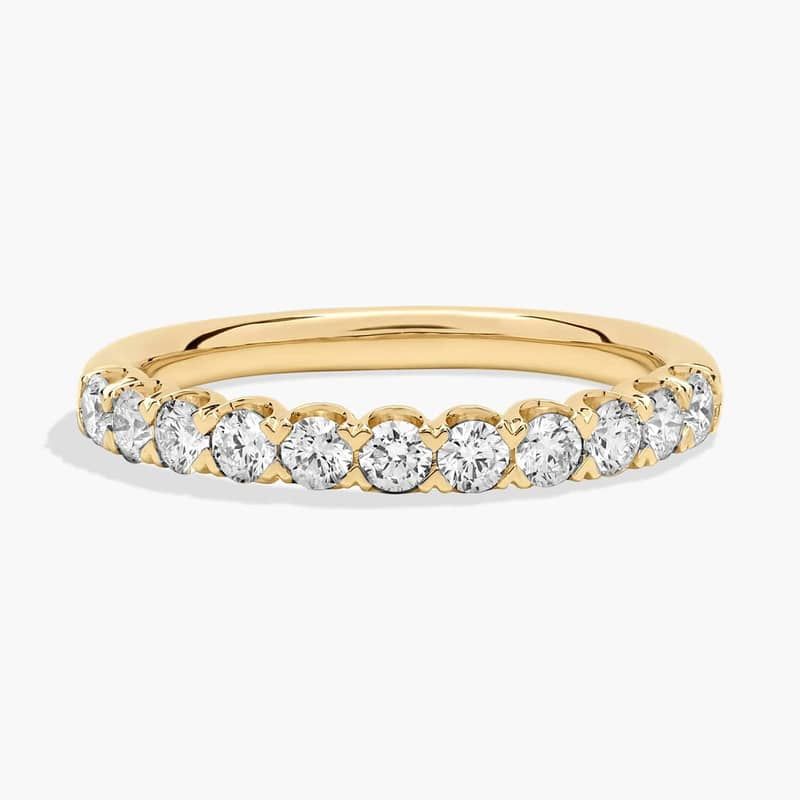 V-Prong Pave Diamond Anniversary Ring in 14k Yellow Gold (1/2 ct. tw.)