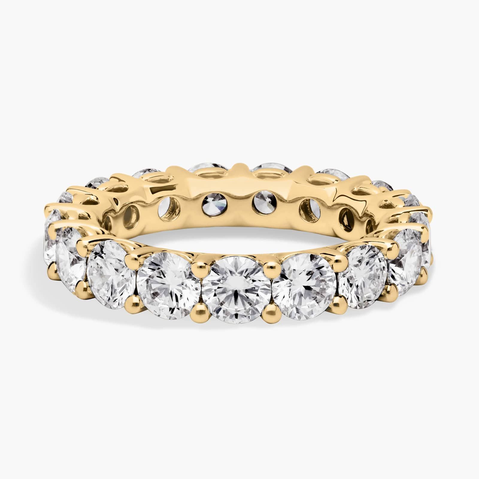 14K Yellow Gold Low Dome Basket Diamond Eternity Ring