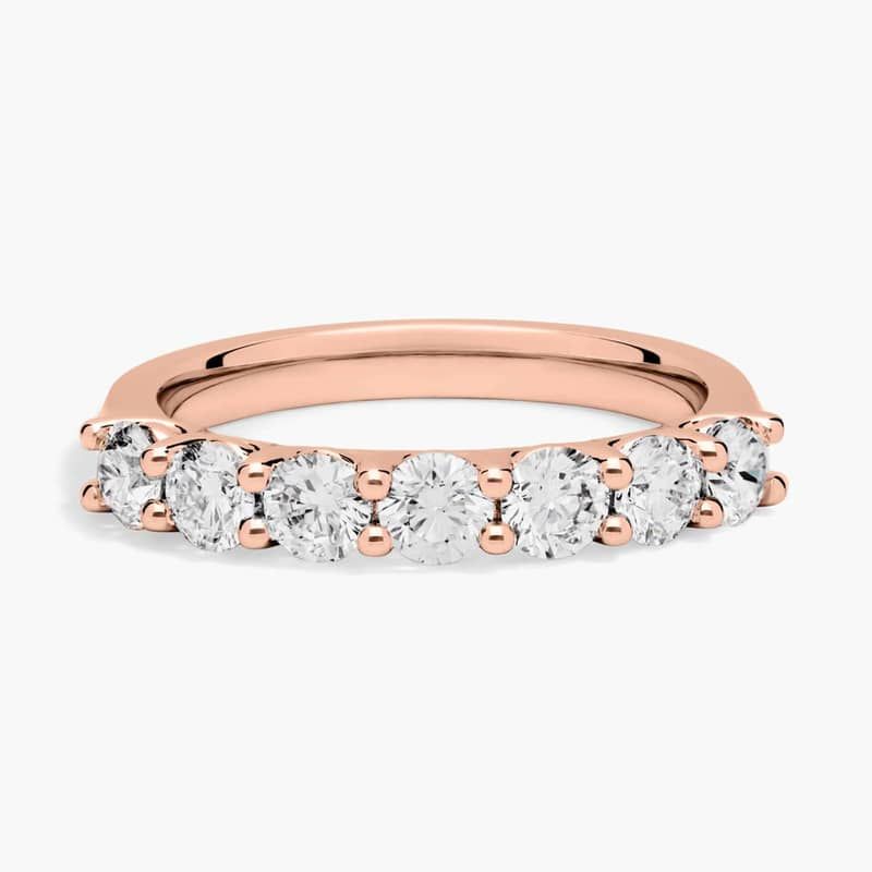 Seven Stone Low Dome Basket Lab-Grown Diamond Ring In 14K Rose Gold (1 Ct. tw. - F-G / VS2-SI1)