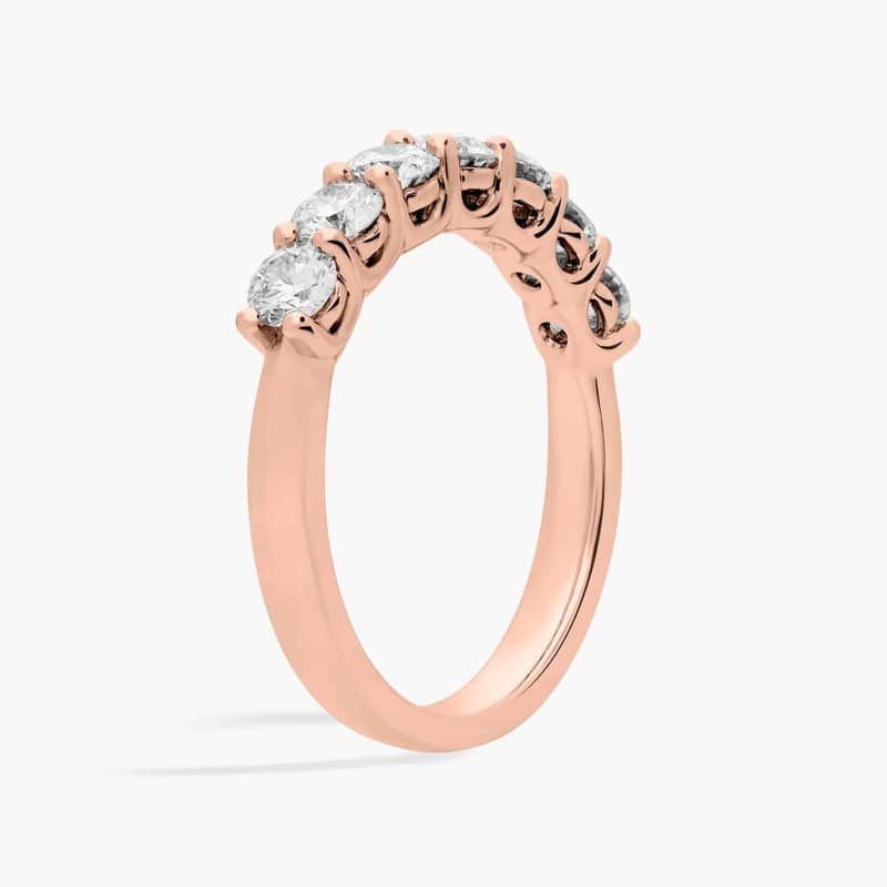 Seven Stone Low Dome Basket Lab-Grown Diamond Ring In 14K Rose Gold (1 Ct. tw. - F-G / VS2-SI1)