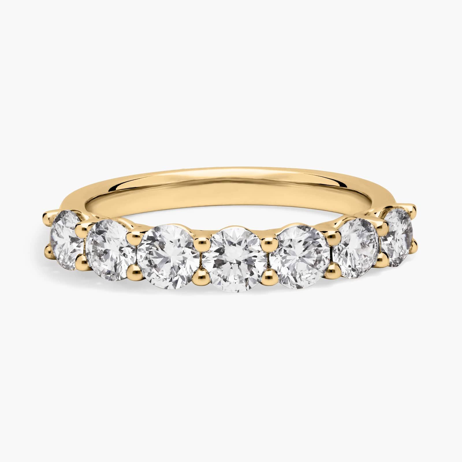 14K Yellow Gold Seven Stone Low Dome Basket Diamond Ring