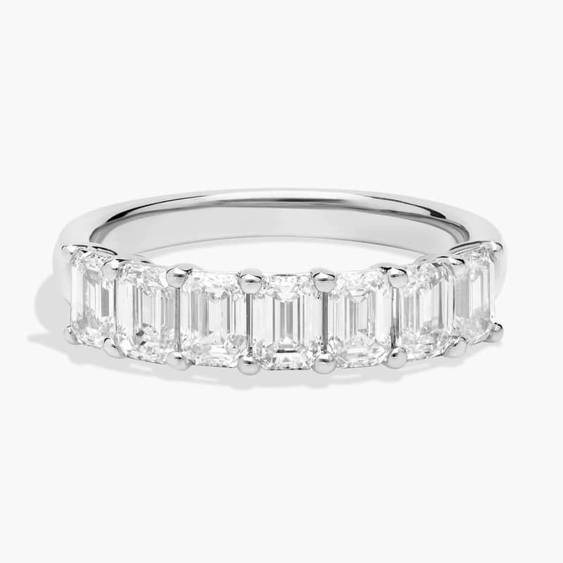 Seven Stone Emerald Diamond Ring In Platinum (1 1/2 Ct. tw. - H-I / SI1-SI2)