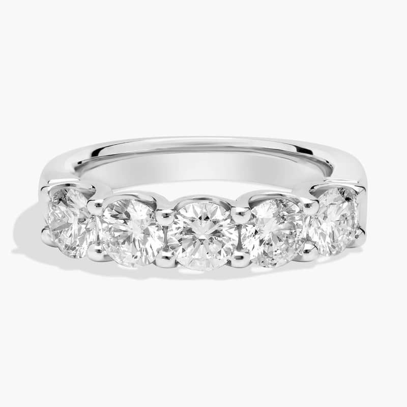 Five Stone Shared Prong Contour Diamond Ring In 14K White Gold (1 1/2 Ct. tw. - H-I / SI1-SI2)